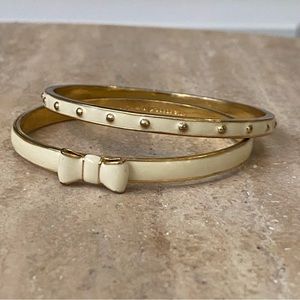White Enamel & Gold Tone Bangles - Set of Two - Kate Spade